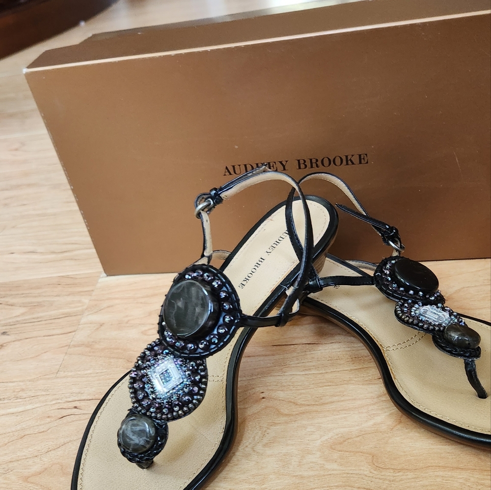 Audrey Brooke sandals. Black with a touch of purple and blue  sparked. Size 7